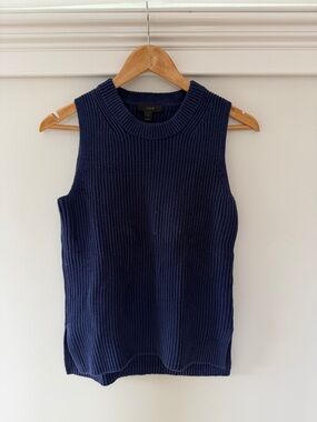 J. Crew Navy Ribbed Knit Sleeveless Crewneck Sweater